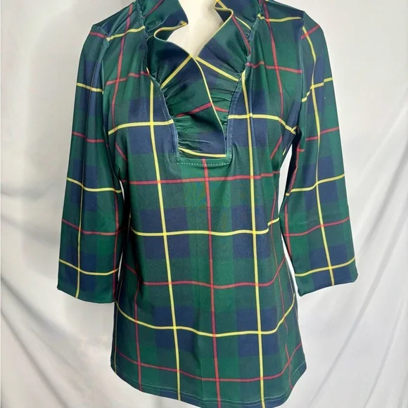 Gretchen Scott Ruffneck Top - Plaidly Cooper - Picture 6 of 10
